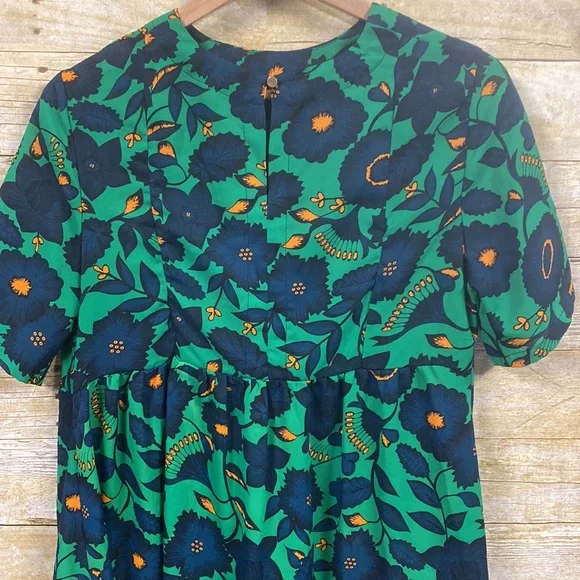 Vibrant mod 60s dress green and navy size large - Picture 9 of 10